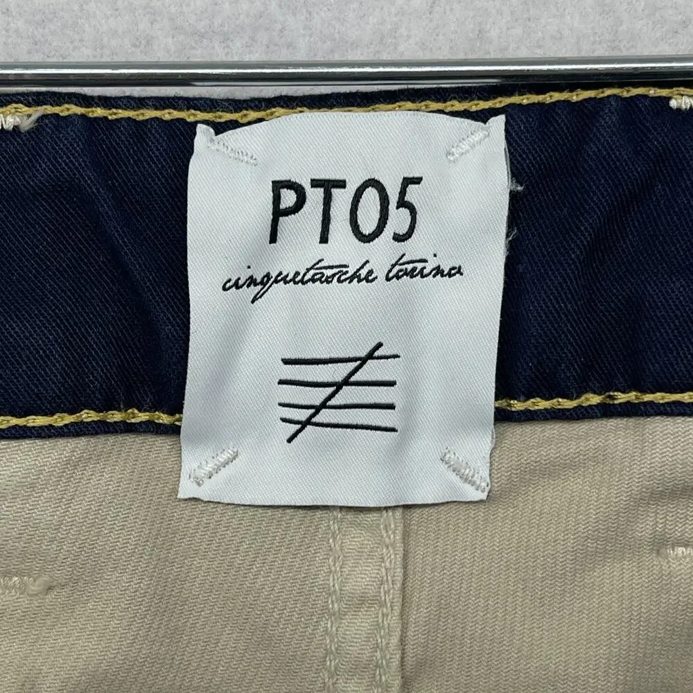 PT05 Pants Mens 32 Cinquetasche Torino 5 Pocket Chino Stretch Cotton Beige